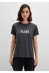 Mavi Printed Anthracite T-Shirt Regular Fit / Normal Cut -34853 - Image 4