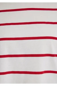 Mavi Red Striped Crop T-Shirt Crop / Short Cut -86680 - Image 7