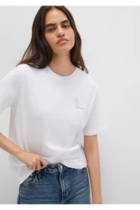 Mavi Cat Printed White T-Shirt Regular Fit / Normal Cut -620 - Image 2