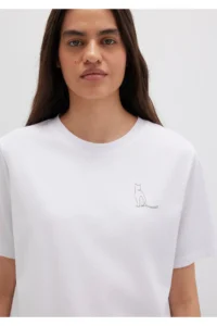 Mavi Cat Printed White T-Shirt Regular Fit / Normal Cut -620 - Image 5