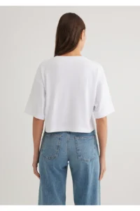 Mavi White Crop Basic T-Shirt Crop / Short Cut -620 - Image 4