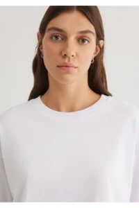 Mavi White Crop Basic T-Shirt Crop / Short Cut -620 - Image 5