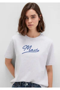 Mavi Embroidered Gray T-Shirt Regular Fit / Normal Cut -87033