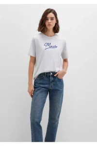 Mavi Embroidered Gray T-Shirt Regular Fit / Normal Cut -87033 - Image 2