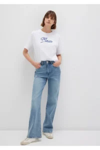 Mavi Embroidered White T-Shirt Regular Fit / Normal Cut -620 - Image 2