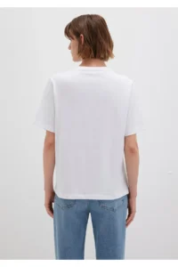 Mavi Embroidered White T-Shirt Regular Fit / Normal Cut -620 - Image 5