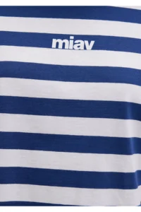 Mavi Miav Printed Striped Crop T-Shirt Crop / Short Cut -87201 - Image 7