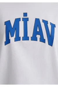 Mavi Miav Printed White T-Shirt Loose Fit / Loosely Comfortable Cut -620 - Image 6