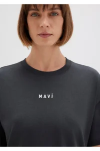 Mavi Logo Printed Anthracite T-Shirt Loose Fit -70087 - Image 5