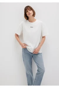 Mavi Logo Printed White T-Shirt Loose Fit -70057 - Image 2
