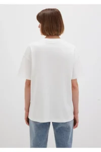 Mavi Logo Printed White T-Shirt Loose Fit -70057 - Image 4