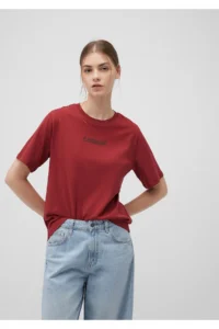 Mavi BLUE WOMEN'S SLOGAN PRINTED T-SHIRT New Maroon