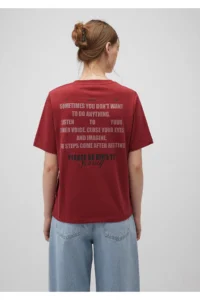 Mavi BLUE WOMEN'S SLOGAN PRINTED T-SHIRT New Maroon - Image 4