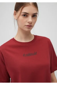 Mavi BLUE WOMEN'S SLOGAN PRINTED T-SHIRT New Maroon - Image 5