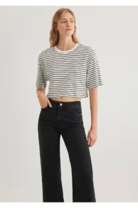 Mavi Striped Crop T-Shirt Crop / Short Cut -85308