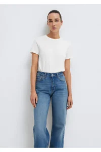Mavi Crew Neck Interlock White Basic T-Shirt Slim Fit / Slim Fit -70057
