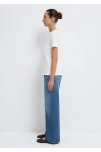Mavi Crew Neck Interlock White Basic T-Shirt Slim Fit / Slim Fit -70057 - Image 4
