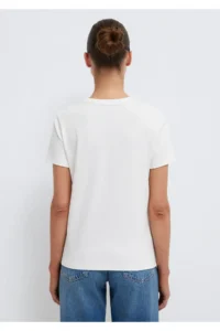 Mavi Crew Neck Interlock White Basic T-Shirt Slim Fit / Slim Fit -70057 - Image 5