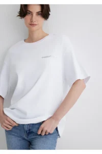Mavi Consistency Printed White T-Shirt Oversize / Wide Cut -620