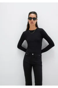 Mavi Long Sleeve Black Basic T-Shirt Fitted -900