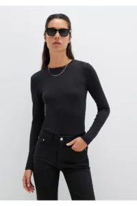 Mavi Long Sleeve Black Basic T-Shirt Fitted -900 - Image 2