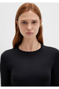 Mavi Long Sleeve Black Crop Basic T-Shirt Crop / Short Cut -900 - Image 5