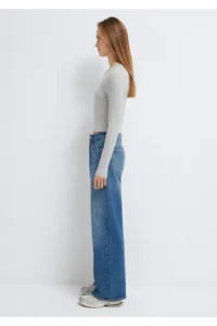 Mavi Long Sleeve Gray Crop Basic T-Shirt Crop / Short Cut -88467 - Image 5