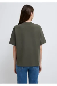 Mavi Logo Printed Interlock Green T-Shirt Loose Fit -71553 - Image 6