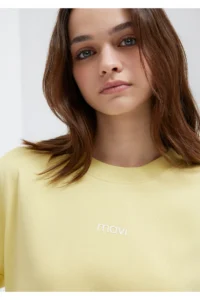 Mavi Logo Printed Interlock Yellow T-Shirt Regular Fit / Normal Cut -71303 - Image 3