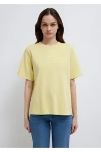 Mavi Logo Printed Interlock Yellow T-Shirt Regular Fit / Normal Cut -71303 - Image 4