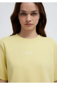 Mavi Logo Printed Interlock Yellow T-Shirt Regular Fit / Normal Cut -71303 - Image 7