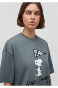Mavi Snoopy Printed Gray T-Shirt Crop / Short Cut -80889 - Image 5