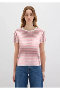 Mavi Crew Neck Striped Red T-Shirt Slim Fit / Slim Fit -86680 - Image 3