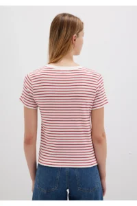 Mavi Crew Neck Striped Red T-Shirt Slim Fit / Slim Fit -86680 - Image 4