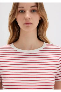 Mavi Crew Neck Striped Red T-Shirt Slim Fit / Slim Fit -86680 - Image 5