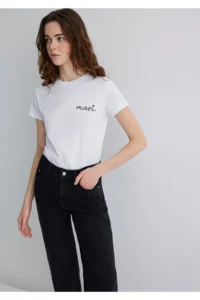 Mavi Logo Printed White T-Shirt Semi Slim Fit / Semi Slim Fit -620