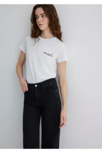 Mavi Logo Printed White T-Shirt Semi Slim Fit / Semi Slim Fit -620 - Image 2