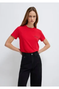 Mavi Logo Printed Red T-Shirt Semi Slim Fit / Semi Slim Fit -82054 - Image 3