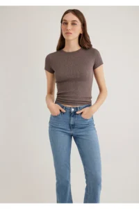 Mavi Brown Basic T-Shirt Fitted -88533 - Image 2