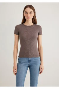 Mavi Brown Basic T-Shirt Fitted -88533 - Image 3