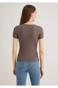 Mavi Brown Basic T-Shirt Fitted -88533 - Image 4