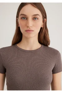 Mavi Brown Basic T-Shirt Fitted -88533 - Image 5