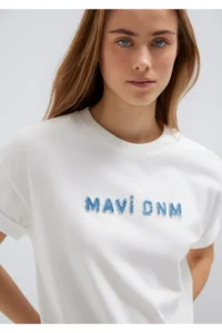 Mavi Printed Ecru T-Shirt Loose Fit / Loose Fit -70057