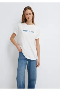 Mavi Printed Ecru T-Shirt Loose Fit / Loose Fit -70057 - Image 2