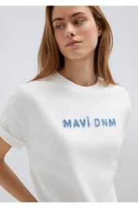 Mavi Printed Ecru T-Shirt Loose Fit / Loose Fit -70057 - Image 3