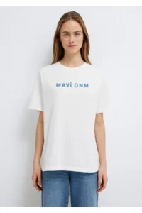Mavi Printed Ecru T-Shirt Loose Fit / Loose Fit -70057 - Image 4