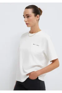 Mavi MV Printed Interlock Ecru T-Shirt Regular Fit / Normal Cut -80194 - Image 2