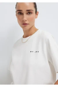 Mavi MV Printed Interlock Ecru T-Shirt Regular Fit / Normal Cut -80194 - Image 3