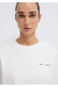 Mavi MV Printed Interlock Ecru T-Shirt Regular Fit / Normal Cut -80194 - Image 7