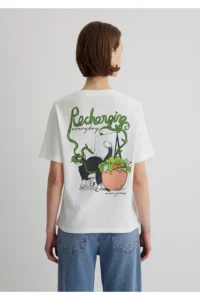Mavi Cat Printed Ecru T-Shirt Regular Fit / Normal Cut -70057 - Image 4